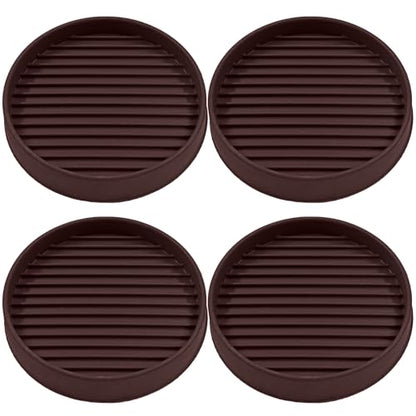 Bonsicoky 4 Pcs Non Slip Furniture Pads - 3 Inch Round Rubber Furniture Caster Cups with Anti-Sliding Floor Grip - Furniture Coasters for Couch Chair Feet - Brown - size: Brown, Diameter: 3"