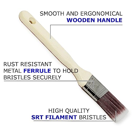 Allgala 3-PK 1"+1.5"+2 Paint Brushes Set for All Surface Wall Door Furniture Trim with Premium Wood Handle and Durable Filament Bristles