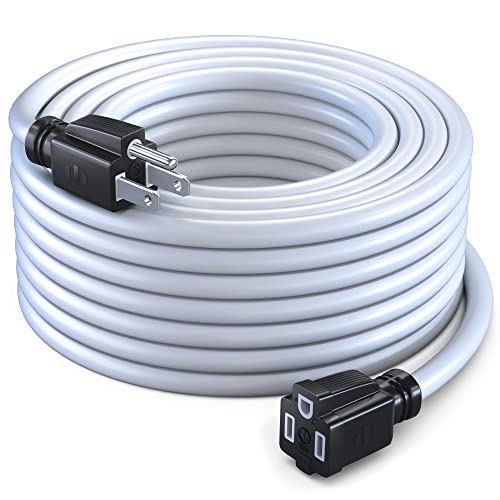 Maximm 50 Ft White Extension Cord, Heavy Duty 3-Prong Outdoor Power Cable, ETL Listed for Contractors - color: White, size: 50 Feet