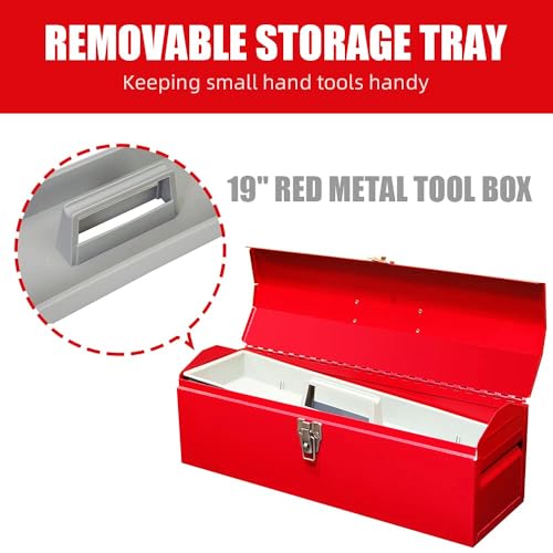 19inch Portable Tool Box, 2pack Metal Tool Box, Ideal for Trailer, Mechanic, DIY-ers, Car Toolbox, Workshops, Garages, Repair Shops,Red - size: 2P-19in-Red