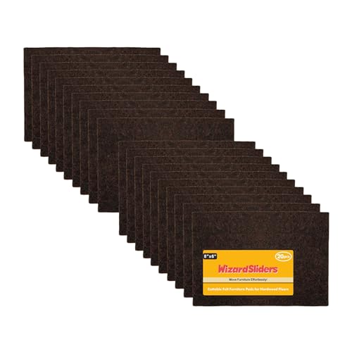 Furniture Felt Pads Self-Adhesive for Hardwood Floors, 20pcs 8" x 6" x 1/5" Cuttable Felt Furniture Sliders Square Furniture Movers, Furniture Floor Protectors Cut into Any Shape, Brown - color: Brown, size: 20pcs