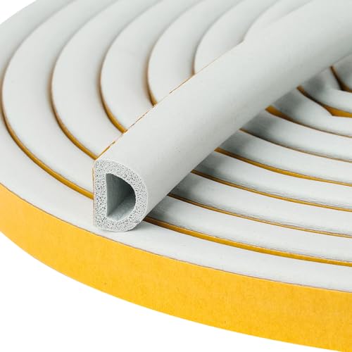 19.7Feet D-type Weather Stripping Door Seal, Self-Adhesive Seals for Door Window Gap, Soundproofing, Insulation Strip, Door Sealers for Door Frame (Gray), D14-12 - color: Gray