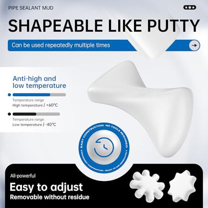 6 Pcs White Seal Putty,Waterproof Duct Seal Repair Sealing Clay & Moldable Silicone Putty,Ideal for Sealing Drain Connections, Wall Holes, and Air Conditioning Openings, Reliable and Efficient. - color: 6 Pack White Seal Putty（30g）