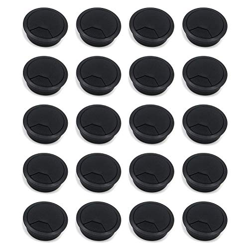 Quluxe Desk Grommet, 2-3/4 Inch Plastic Desk Cord Cable Hole Cover Grommet -Black (Pack of 20) - color: Plastic-black