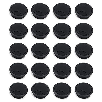 Quluxe Desk Grommet, 2-3/4 Inch Plastic Desk Cord Cable Hole Cover Grommet -Black (Pack of 20) - color: Plastic-black
