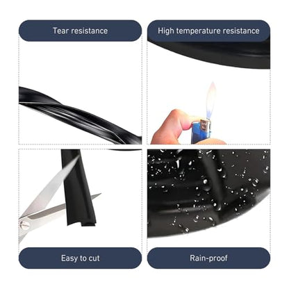 5.6Ft Windshield Cowl Rubber Seal Strip, Waterproof Soundproofing T-Shaped Windshield Sunroof Sealing Strips, Cuttable Automotive Rubber Trim for Windows, Rear Doors, and Roof (Black)