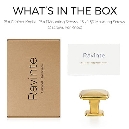 Ravinte 15 Pack Gold Kitchen Cabinet Square Knob Single Hole Cabinet Hardware for Dresser Drawer Cabinet Pulls Drawer Knobs Cabinet Knobs Contemporary Antique Rustic - color: Gold