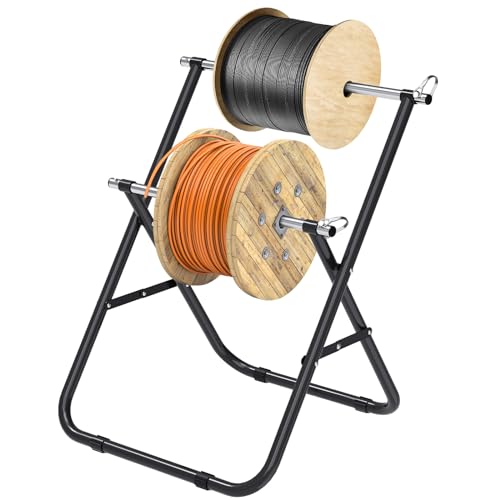 Insaga Cable Caddy for Spool - Foldable Wire Spool Rack Holder Portable Wire Spool Reel Caddy 100lb Capacity to Keep Cables Tidy and Organized, Double Decker - color: Cable Caddy-double Axle