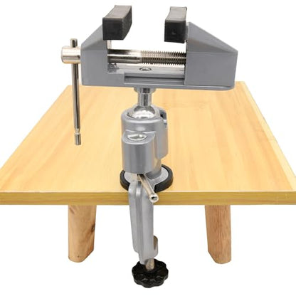 3 Inch Universal Swivel Table Vise,Rotates 360° Table Clamp,Adjustable Jaws for Jewelry Making,Model Building, Portable Workbench Vise