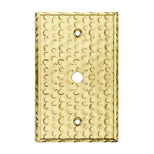 LIDER 0.406" Diameter Hole Phone Cable Metal Wall Plate, Stainless Steel Outlet Cover, Corrosion Resistant, Mid-Size 1-Gang 4.88" x 3.11", Hammered Brass - color: Hammered Brass