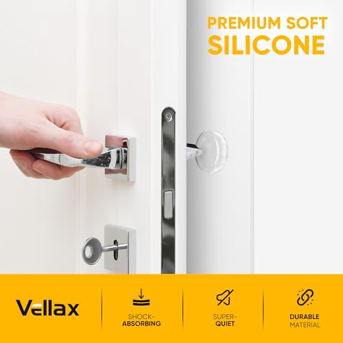 Clear Wall Door Handle Stopper - 4 Pcs of Clear Rubber Knob, Self Adhesive, Guard Door Bumper Reusable Solution for Stopping Damage & Noise in Your Home or Office, Durable, Shock Absorbent Discreet - style: Concave Dome