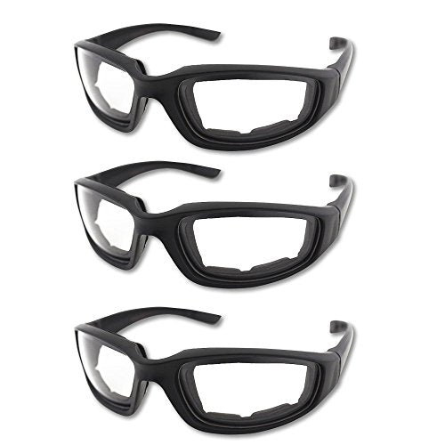 3 Pair Motorcycle Riding Glasses Padding Goggles UV Protection Dustproof Windproof Motorcycle Sunglasses for Outdoor Actives - color: 3 Pairs Glasses/Clear