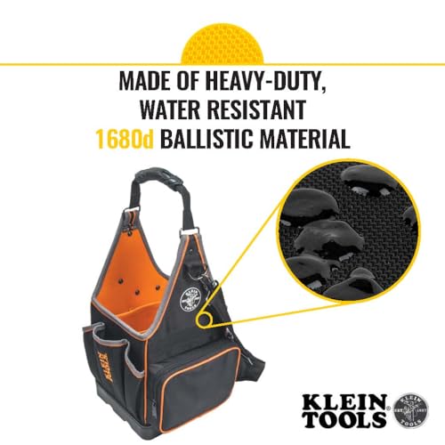 Klein Tools 554158-14 Tool Bag, Tradesman Pro Tote with 20 Pockets Made of 1680d Ballistic Weave and a Fully Molded Bottom, 8-Inch - size: 8-Inch Tote