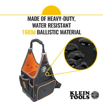Klein Tools 554158-14 Tool Bag, Tradesman Pro Tote with 20 Pockets Made of 1680d Ballistic Weave and a Fully Molded Bottom, 8-Inch - size: 8-Inch Tote