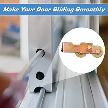 Moxweyeni 2 Pack Sliding Door Rollers Replacement - Tandem Roller Assembly Kit 1-1/4 Inch - Heavy Duty Adjustable Patio Door Wheels for Glass Doors & Screen Windows, 120kg Capacity