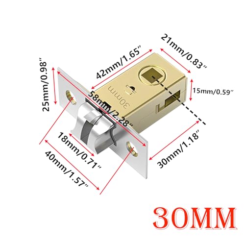 Qrity 30mm Tubular Latch with Stainless Steel Panel, Mute Door Sprung Latch for Lever Handles - size: 30mm