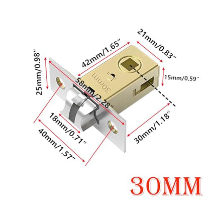 Qrity 30mm Tubular Latch with Stainless Steel Panel, Mute Door Sprung Latch for Lever Handles - size: 30mm