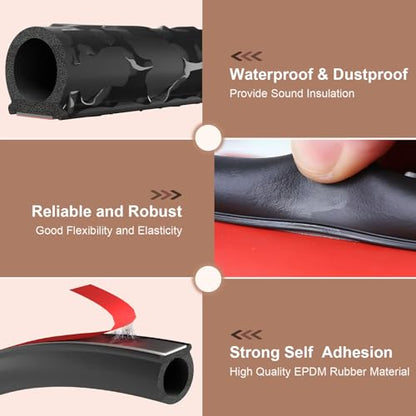 alophoty 40 Ft Rubber Weather Stripping Door Seal, D Shaped Automotive Weather Stripping, Car Door Seal Strip, Self Adhesive Soundproofing Weatherstripping for Doors Windows Car Truck Auto RV - size: 0.39"x0.39"-40ft