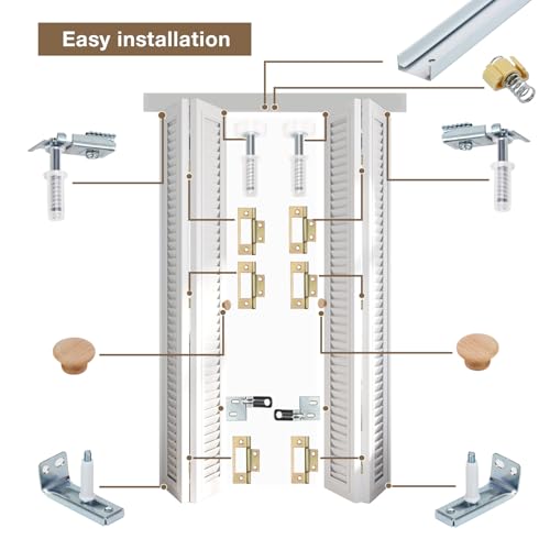 Bifold Door Hardware Kit, 48-Inch Bi-fold Closet Door Track Kit Bifold Closet Door Hardware Kit Folding Door Hardware Repair Replacement Tool Kit - size: 48 Inch Track