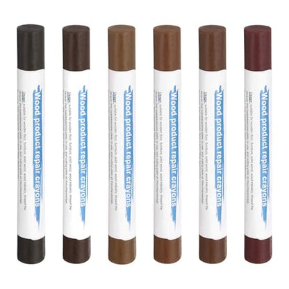 HARFINGTON Wood Filler Sticks 6 Colors Wooden Wax Touch Up Furniture Repair Crayons for Wood Brown, Rosewood, Wood, Teak, Brown Walnut - color: Exotic Woods Series