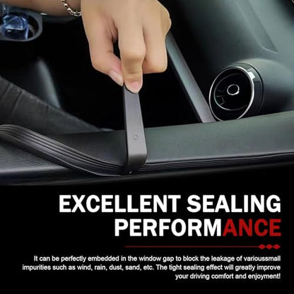 13Ft Car Door Rubber Seal Strip, V-Shape Self-Adhesive Seal Strip Soundproof Window Trim Molding, Car Window Weather Stripping Universal for sedan Truck SUV(Black)