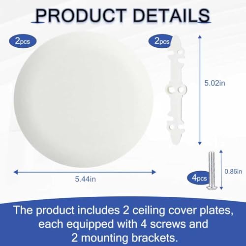 2 Pcs CP3540 Ceiling Cover Plate, Round Electrical Box Cover for 3.5-4 Inch Holes, Wall Smog Detector Light Fan Fixture Hole Concealer - color: 2Pcs CP3540
