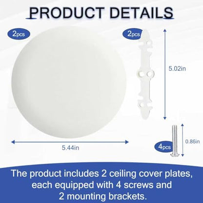 2 Pcs CP3540 Ceiling Cover Plate, Round Electrical Box Cover for 3.5-4 Inch Holes, Wall Smog Detector Light Fan Fixture Hole Concealer - color: 2Pcs CP3540