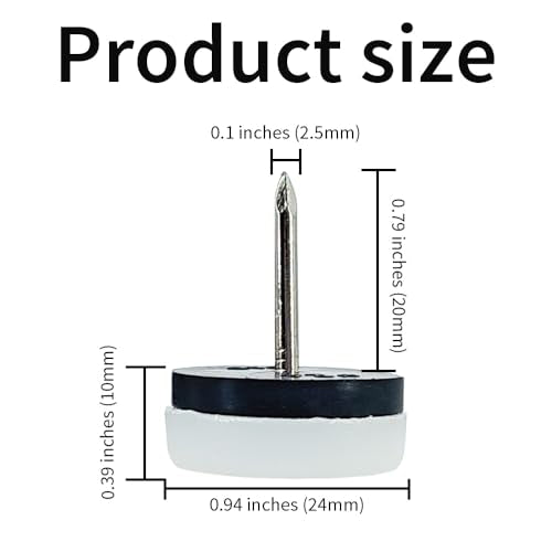 16pcs Nail on Furniture Glides 0.94 Inch (24mm) Diameter Double Thick Nylon White Chair Leg Floor Protectors Furniture Sliders Pads Table Foot Gliders for Hardwood Carpet and Tile Floors - size: 0.94 Inch (24mm)--White-16P