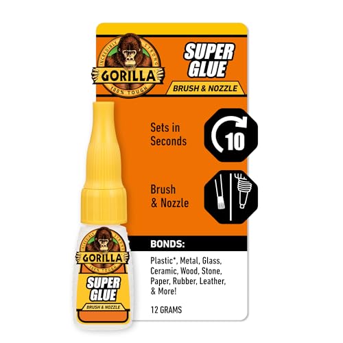 Gorilla Super Glue with Brush & Nozzle Applicator, Clear Glue, 12 Gram (Pack of 1) - All Purpose and Fast Setting for Projects and Repairs - size: 1 - Pack