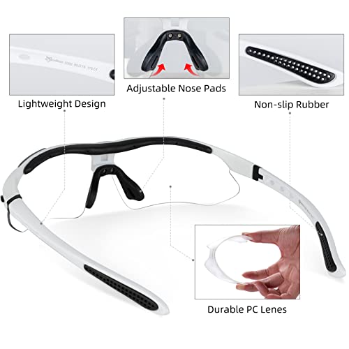 ROCKBROS Pickleball Glasses for Men & Women – Photochromic Sports Sunglasses, UV400 Protection & Interchangeable Strap