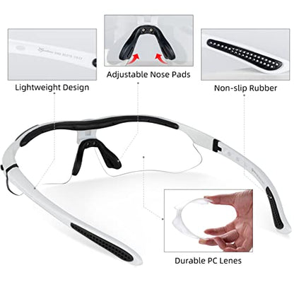 ROCKBROS Pickleball Glasses for Men & Women – Photochromic Sports Sunglasses, UV400 Protection & Interchangeable Strap