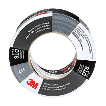 3M DT8 Industrial Strength Multi-Use Duct Tape, Black, 1.88in x 60 yd x 8 mil Thickness – Professional Grade Adhesive, 1 Pack - color: Black, size: 1 Roll