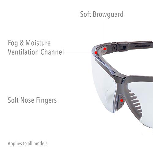 Honeywell Uvex Genesis Safety Glasses with Uvextreme Anti-Fog Coating, Black Frame