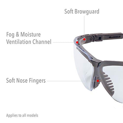 Honeywell Uvex Genesis Safety Glasses with Uvextreme Anti-Fog Coating, Black Frame