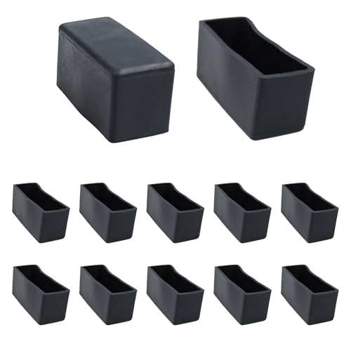 12PCS 0.8”X2” Rectangle Chair Leg Caps, Flexible PVC Furniture Foot Protectors, Non-Slip Table Feet Covers, Elastic Floor Protection for Chairs, Stools, Tables, Black - size: 0.8”X2”