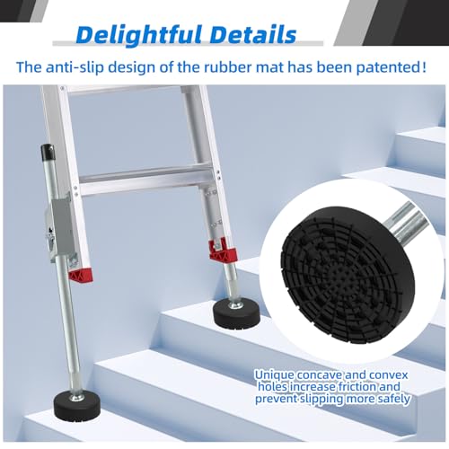 Ladder Leveler Non-Slip Rubber Leg Ladder Stabilizer, Adjustable Ladder Leg Level, Maximum Load Capacity 550 lbs, Fits Indoor and Outdoor Stairs and All Surfaces, Ladder Fittings 1 Pair (26 Inch) - size: 60CM*1 PAIR