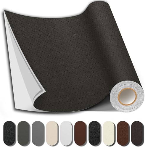 Leather Repair Patch, Strong Sticky Repair Patch Self Adhesive Waterproof, DIY Large Vinyl Patches for Couches, Furniture, Sofa, Car, Chair (Coffee, 3.5X79 inch) - color: Perforated Coffee, size: 3.5X79 inch
