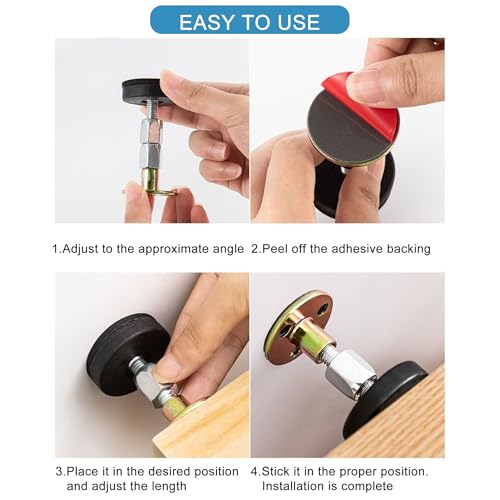 4PCs Adjustable Furniture Stabilizer Headboard Stoppers for Wall – Bed Frame Anti Shake, Desk Stabilizer, Noise Stopper for Sofa Cabinet Door (1-4.1in)