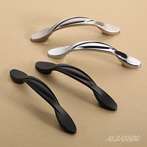 Alzassbg 10 Pack Matt Black Cabinet Pulls, 3 Inch(76mm) Hole Centers Arch Twisted Cabinet Handles Kichen Hardware for Cabinets and Drawer AL3027MB - color: Twisted Handles - Matte Black, size: 3" Hole Center