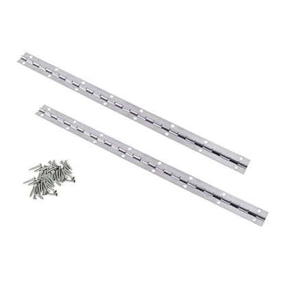 Continuous & Piano Hinges, 2Pcs Stainless Steel Continuous Hinge with Holes, Heavy Duty Polished Stainless Piano Hinges for Boats Cabinets Storage Box Door Windows Screw Included (Silver) (24'') - size: 24''