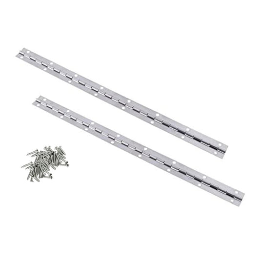 Continuous & Piano Hinges, 2Pcs Stainless Steel Continuous Hinge with Holes, Heavy Duty Polished Stainless Piano Hinges for Boats Cabinets Storage Box Door Windows Screw Included (Silver) (24'') - size: 24''