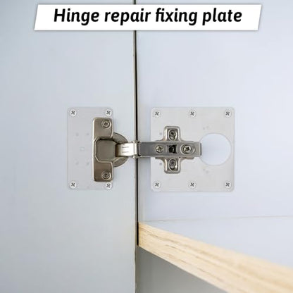 8 PCS Stainless Steel Sliver Cabinet Hinge Repair Plate Kit, Door Hinge Repair Plates Hinges Repairs Fixing Plates Metal Door Hinges Repairs with Mounting Screws Bracket Replacement Kit for Furniture