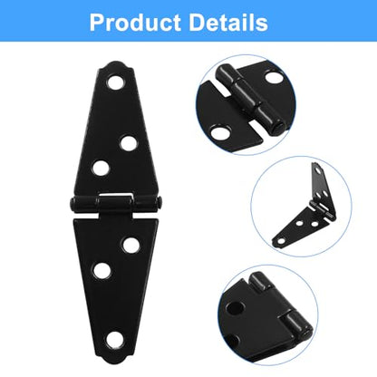 Piutouyar 6 Pcs Heavy Duty Black Iron Strap Hinges, 2 Inch Shed Hinges Cabinet Latch Door Gate Hinges with Mounting Screws - color: Black