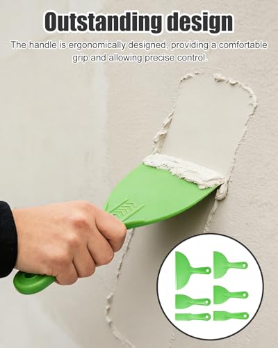12pcs Plastic Putty Knife Set, SyhirNmly Plastic Scraper Tool Kit with 6 Flexible Putty Knife Scrapers 6 Precision Detail Scrapers for Wall Repair, Patching, Plastering, Painting, DIY Projects