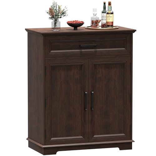 REDAYFUR Kitchen Storage Cabinet with Drawer, Buffet Cabinet with Storable Door, Modern Floor Sideboard, Cherry Freestanding for Kitchen - color: Cherry