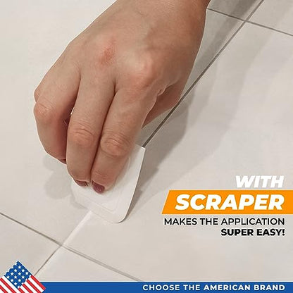 PentaUSA Tile Grout Repair Kit - White Premixed Acrylic Sanded Grout Filler for Bathroom, Shower, and Kitchen, Water-Resistant Tube with Applicator, Fills Cracks and Gaps, Fast Drying (8.8oz / 250g) - style: Indoors