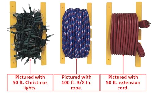 Poly Heavy Duty Extension Cord Storage Reel, Yellow Cord Organizer Wrap-Holds 100 feet