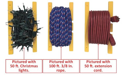 Poly Heavy Duty Extension Cord Storage Reel, Yellow Cord Organizer Wrap-Holds 100 feet