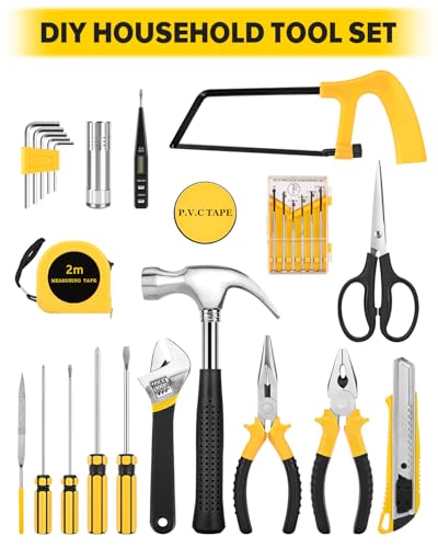 27pcs General Household Tool Kit Set, Home Repair and Mechanics Hand Tool Kit with Storage Case Ideal for Men and Women in Garage, Office, or College Dorm