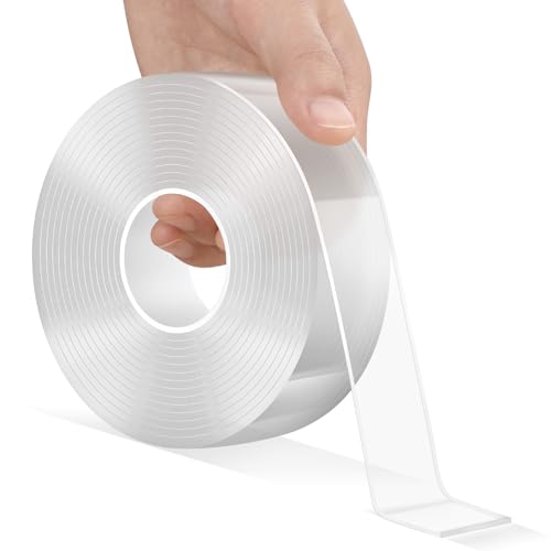 Double Sided Tape Heavy Duty, Transparent Magic Nano Tape, Multipurpose Removable Adhesive Grip Mounting Tape Washable for Carpet, Wall Decor, Hanging Picture, DIY Projects - size: 16.4FT*1.18 IN